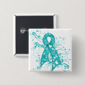 Ovariumcarcinoom Floral Swirls Vierkante Button 5,1 Cm (Voorkant /achterkant)