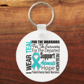 Ovariumcarcinoom I Draag Blauwgroen lintTRIBUTE Sleutelhanger (Voorkant)