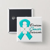 Ovariumcarcinoom Survivor Flower Ribbon Vierkante Button 5,1 Cm (Voorkant /achterkant)