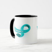 Ovariumcarcinoom Survivor Ribbon Mok (Voorkant links)