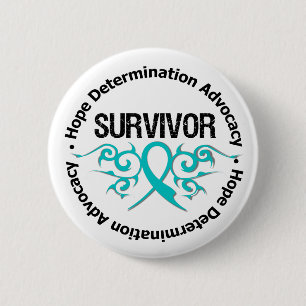 Ovariumcarcinoom Survivor Tribal Ribbon Ronde Button 5,7 Cm