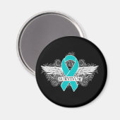 Ovariumcarcinoom Winged SURVIVOR-lint Magneet (Voorkant / Achterkant)