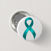Ovariumkanker | Baarmoederhalskanker - Blauwgroen  Ronde Button 3,2 Cm (Voorkant /achterkant)