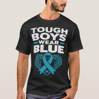 Ovariumkanker Bewustzijn Tough Boys Blue Ribbon T-shirt