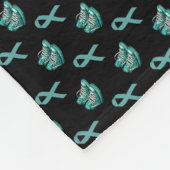 Ovariumkanker Blauwgroen Bewustzijn Lint en Kicks Fleece Deken (Hoek)