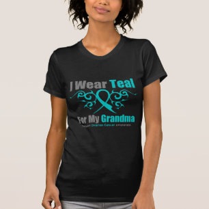 Ovariumkanker Blauwgroen Tribal Ribbon Grandma T-shirt