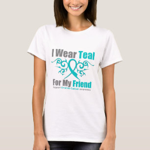 Ovariumkanker Blauwgroen tribale lintvriend T-shirt