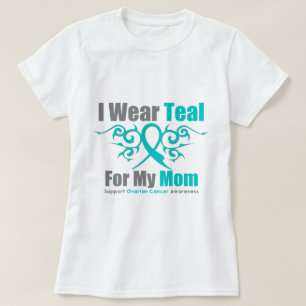 Ovariumkanker Blauwgroen tribbon mam T-shirt