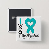 Ovariumkanker Ik Draag Blauwgroen hart voor mijn t Vierkante Button 5,1 Cm (Voorkant /achterkant)