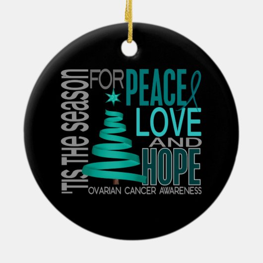 Ovariumkanker Kerstmis 1 Keramisch Ornament (Achterkant)