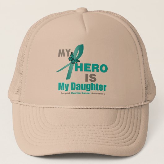 Ovariumkanker Mijn Hero is mijn Blauwgroen eetlust Trucker Pet (Voorkant)