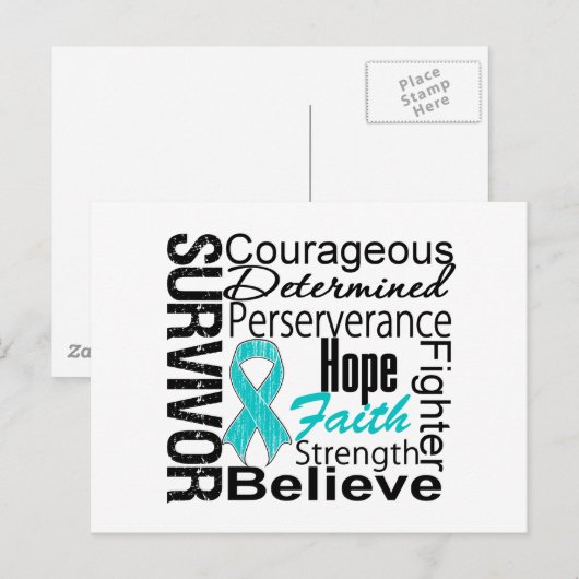 Ovariumkanker Overlevende collage Briefkaart (Voorkant / Achterkant)