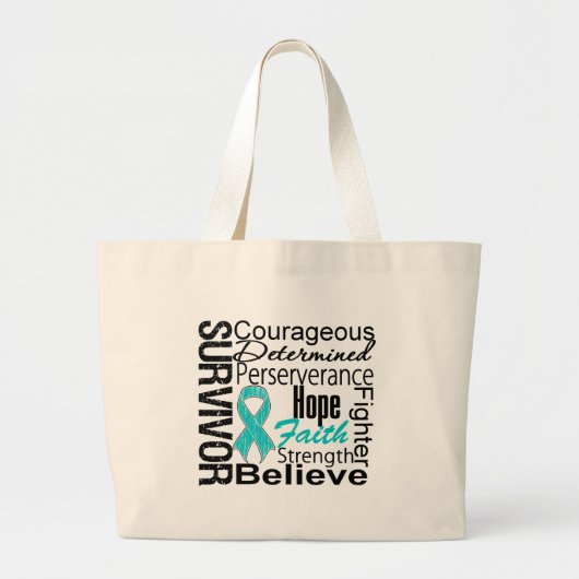 Ovariumkanker Overlevende collage Grote Tote Bag (Voorkant)
