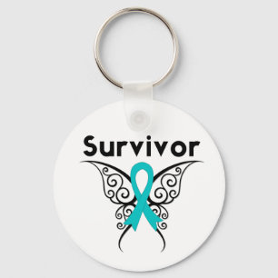 Ovariumkanker Survivor Tribale Butterfly Sleutelhanger