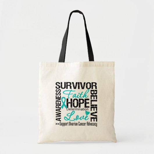 Ovariumkanker Survivors Motto Tote Bag (Voorkant)