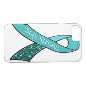 Ovariumkankerbewustzijn tibbon Blauwgroen en glitt Case-Mate iPhone Case (Achterkant (Horizontaal))