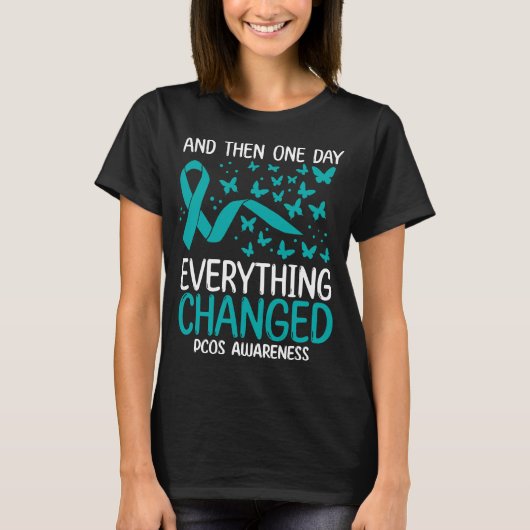Ovary Warrior Ribbon Fighter PCOS Awareness T-shirt (Voorkant)