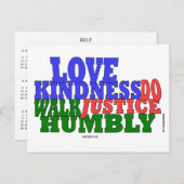 OVE KINDNESS WALK HUMBLY Mini Calendar Micah 6:8 Briefkaart (Voorkant / Achterkant)