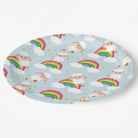 Ovelhas no céu estrelado e arco-íris papieren bordje (Gekanteld)