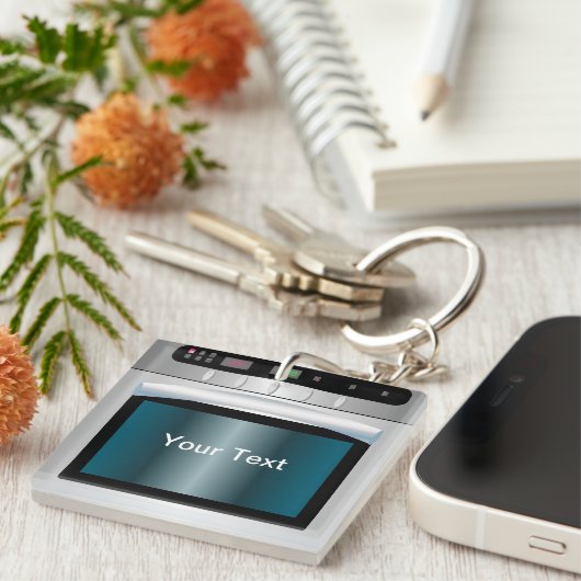 Oven-afbeelding met gepersonaliseerde tekst sleutelhanger (Voorkant Rechts)