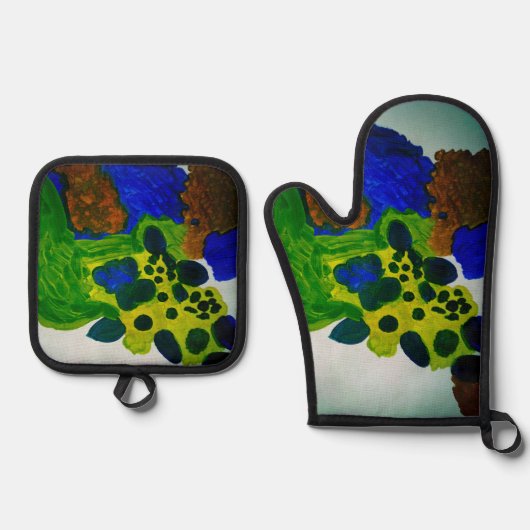 OVEN HANDSCHOEN EN POT HOUDER SET (Voorkant)