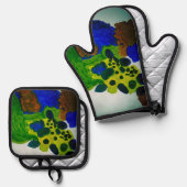 OVEN HANDSCHOEN EN POT HOUDER SET (Voorkant / Achterkant)