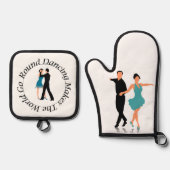 Oven Mitt and Pot Holder - Round Dancer Ovenwant & Pannenlap Set (Voorkant)