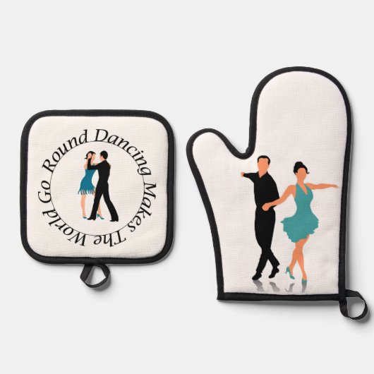 Oven Mitt and Pot Holder - Round Dancer Ovenwant & Pannenlap Set (Voorkant)