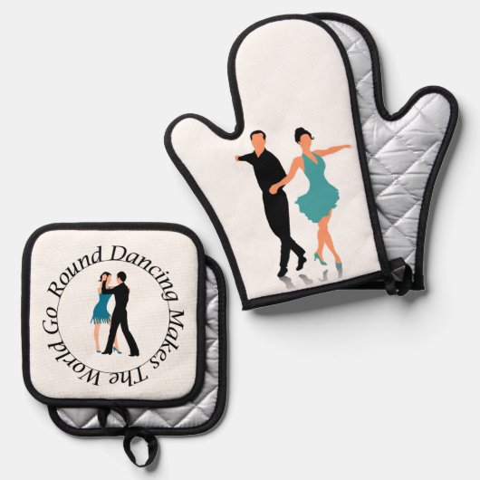 Oven Mitt and Pot Holder - Round Dancer Ovenwant & Pannenlap Set (Voorkant / Achterkant)