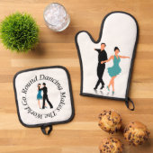 Oven Mitt and Pot Holder - Round Dancer Ovenwant & Pannenlap Set (Top down)