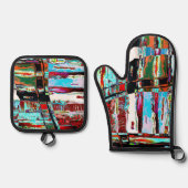 Oven Mitt and Pot Holders – Collapse Reflection  Ovenwant & Pannenlap Set (Voorkant)