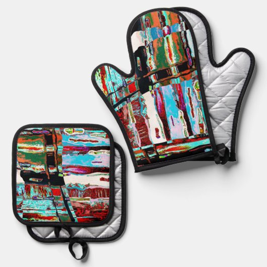 Oven Mitt and Pot Holders – Collapse Reflection Ovenwant & Pannenlap Set (Voorkant / Achterkant)