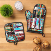 Oven Mitt and Pot Holders – Collapse Reflection Ovenwant & Pannenlap Set (Top down)