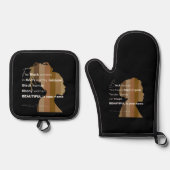 Oven Mitt and Pot Holders " Ebony Woman" Ovenwant & Pannenlap Set (Voorkant)