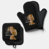 Oven Mitt and Pot Holders " Ebony Woman" Ovenwant & Pannenlap Set (Voorkant / Achterkant)