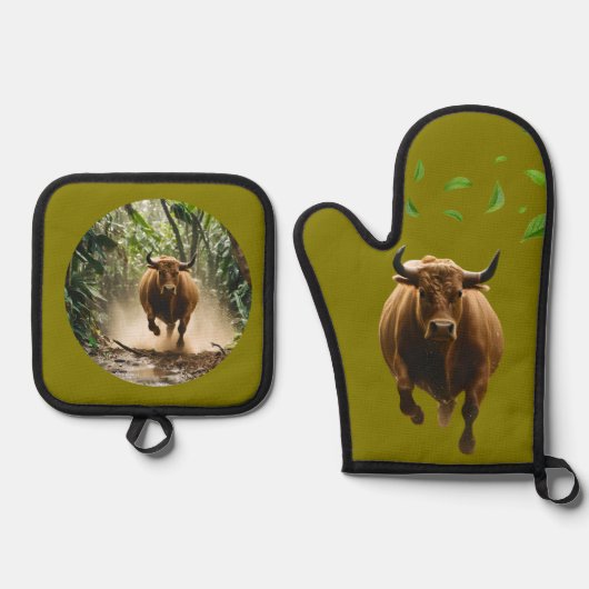 Oven Mitt and Pot Holders Ovenwant & Pannenlap Set (Voorkant)