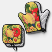 Oven Mitt and Pot Holders Ovenwant & Pannenlap Set (Voorkant / Achterkant)