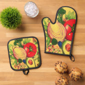 Oven Mitt and Pot Holders Ovenwant & Pannenlap Set (Top down)