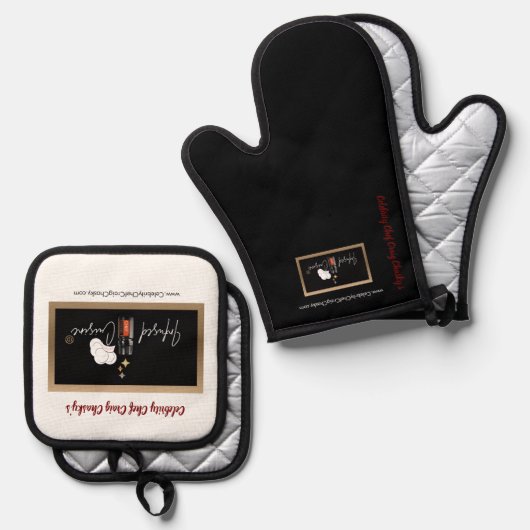 Oven Mitt and Pot Holders Ovenwant & Pannenlap Set (Voorkant / Achterkant)