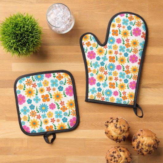 Oven Mitt and Pot Holders Ovenwant & Pannenlap Set (Top down)