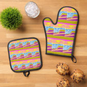 Oven Mitt and Pot Holders Ovenwant & Pannenlap Set (Top down)