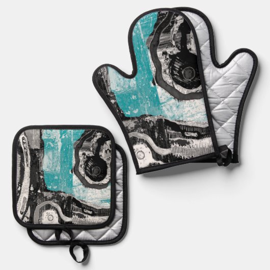 Oven Mitt and Pot Holders Set  - Surface Current  (Voorkant / Achterkant)