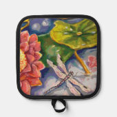 Oven Mitt en Pot Houders - Dragonfly & Waterlelie (Voorkant)