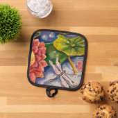 Oven Mitt en Pot Houders - Dragonfly & Waterlelie (Top down)