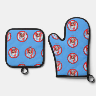 Oven Mitt en Pot Houders Met chef-meisje Ovenwant & Pannenlap Set