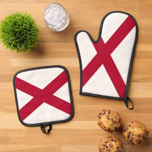 Oven Mitt en Pot Houders met vlag van Alabama, VS Ovenwant & Pannenlap Set