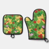 Oven Mitt en Pot Houders Salsa Time Ovenwant & Pannenlap Set (Voorkant)