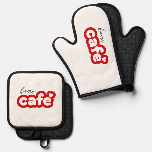 Oven Mitt en Pot Houders Set met Lettering (Voorkant / Achterkant)