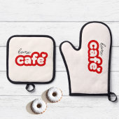 Oven Mitt en Pot Houders Set met Lettering
