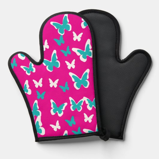 Oven Mitt en Pot Houders Vlinders Ovenwant (Voorkant / Achterkant)